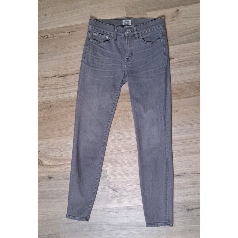 J. Crew Women's Toothpick Jeans Size 27 Gray Mid Rise Denim Stretch Preppy